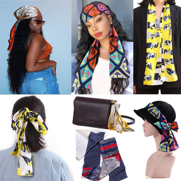 New Silk Scarf Women Hairband Ribbons Tied Scarf Bag Decoration Tie Multifunction Hand Ribbon Scarves